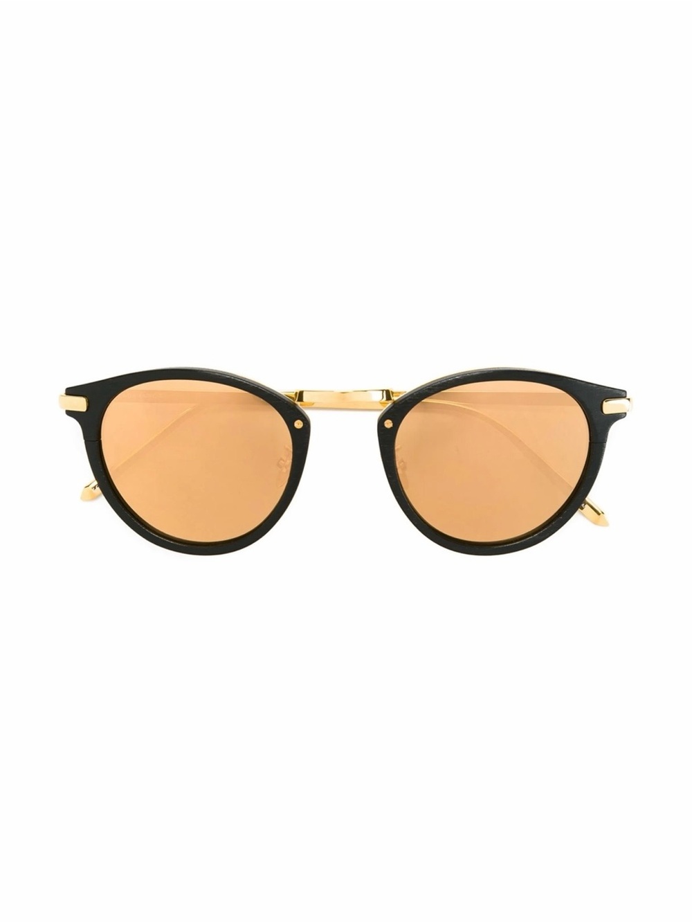 Linda Farrow ‘LFL512 Oval Sunglasses’ in Black w/ Gold Reflective Lenses